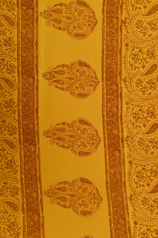 Paisley Floral Digital Printed Mustard Crepe Silk Saree