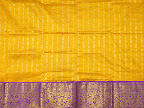 Paisley Floral Zari Motifs Yellow Pavadai Sattai Material