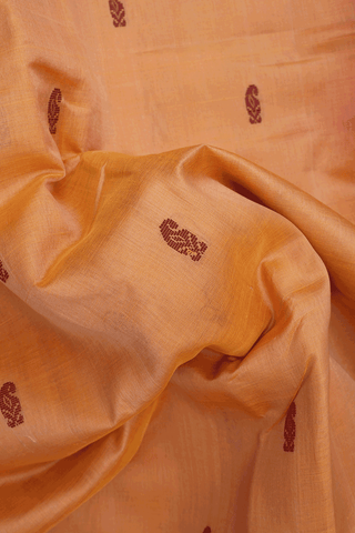 Paisley Motifs Caramel Yellow Traditional Silk Cotton Saree