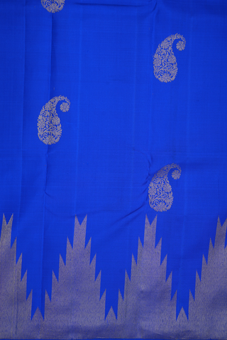 Paisley Motifs Indigo Blue Kanchipuram Silk Saree