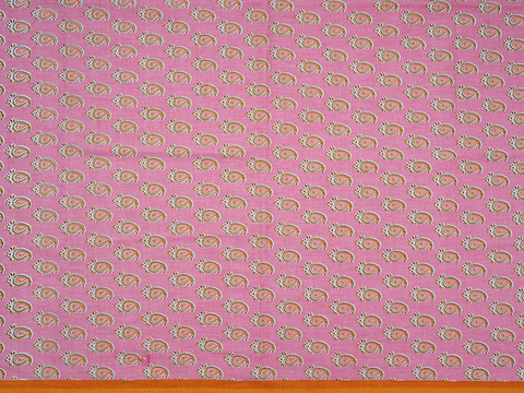Paisley Printed Pink Cotton Unstitched Salwar Material