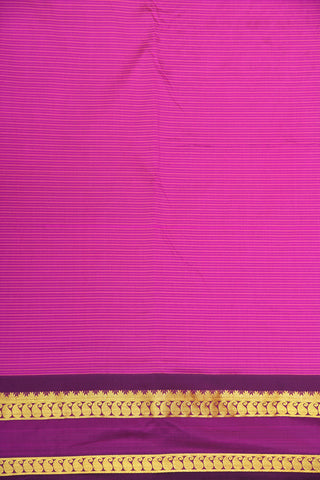 Paisley Rettai Pettu Border With Stripes Purple Nine Yards Art Silk Saree