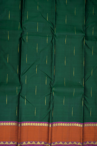 Contrast Zari Border Emerald Green Kanchipuram Silk Saree