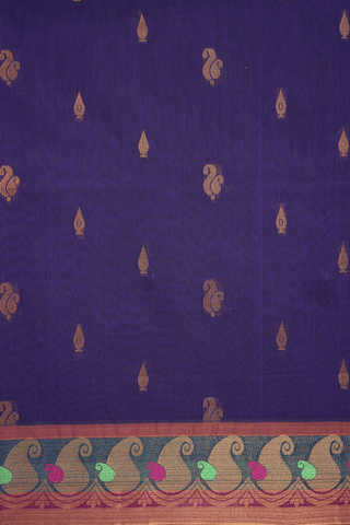 Paisley Thilagam Motif Regal Purple Venkatagiri Cotton Saree
