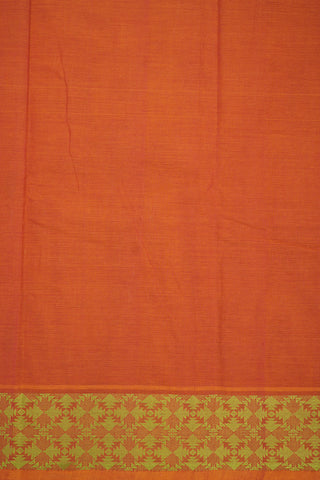 Paisley Thread Motifs Orange Kanchi Cotton Saree
