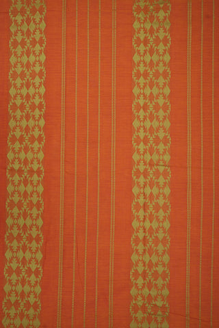 Paisley Thread Motifs Orange Kanchi Cotton Saree