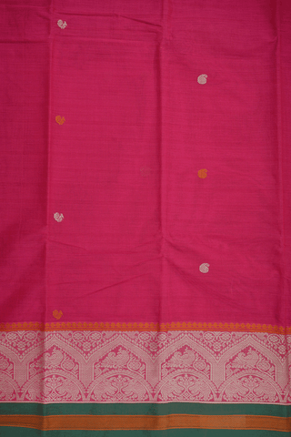 Paisley Threadwork Buttas Blush Red Kanchi Cotton Saree