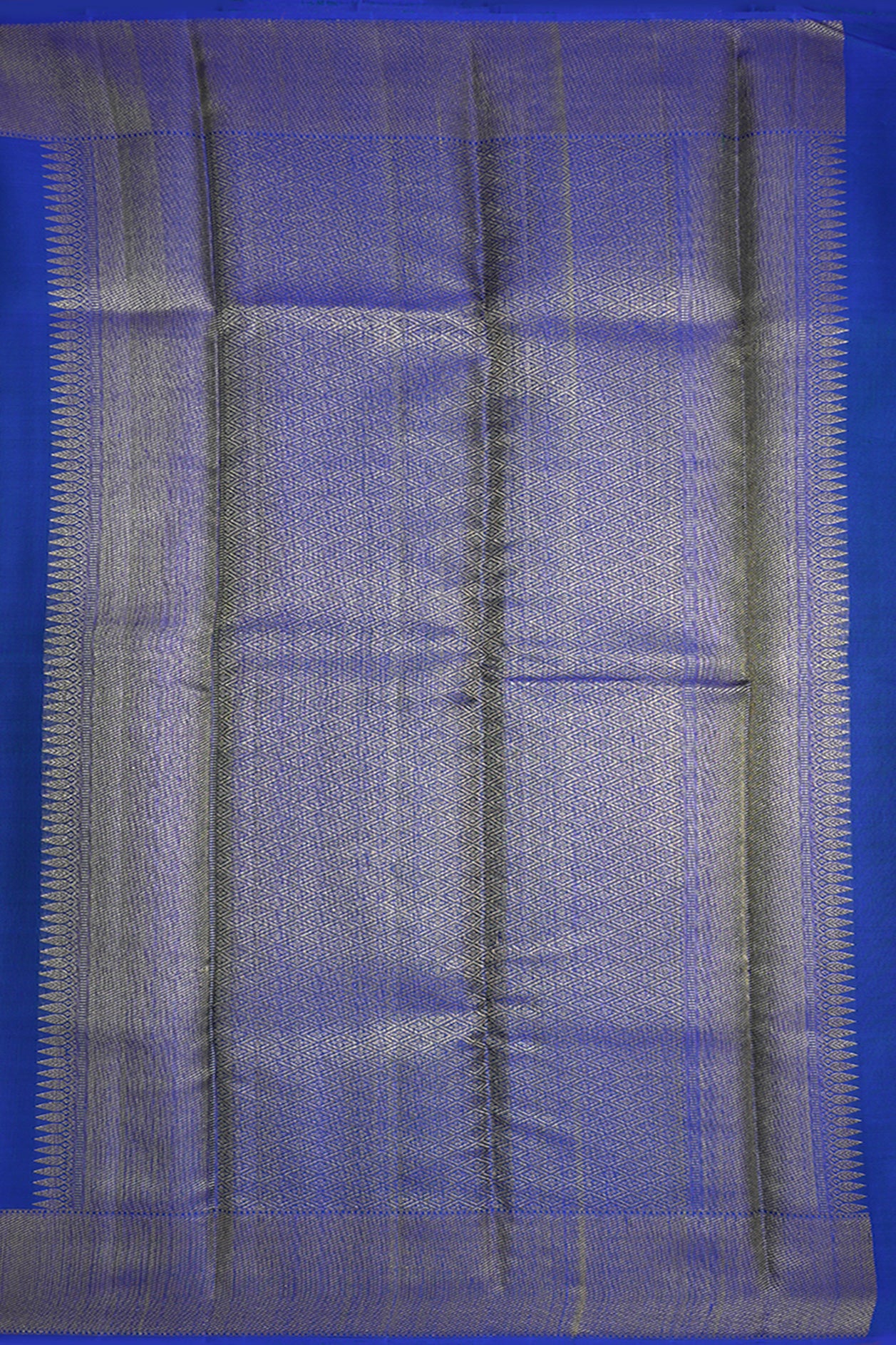 Paisley Threadwork Motifs Royal Blue Organza Kanchipuram Silk Saree