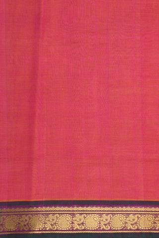 Paisley Zari Border In Plain Coral Pink Silk Cotton Saree