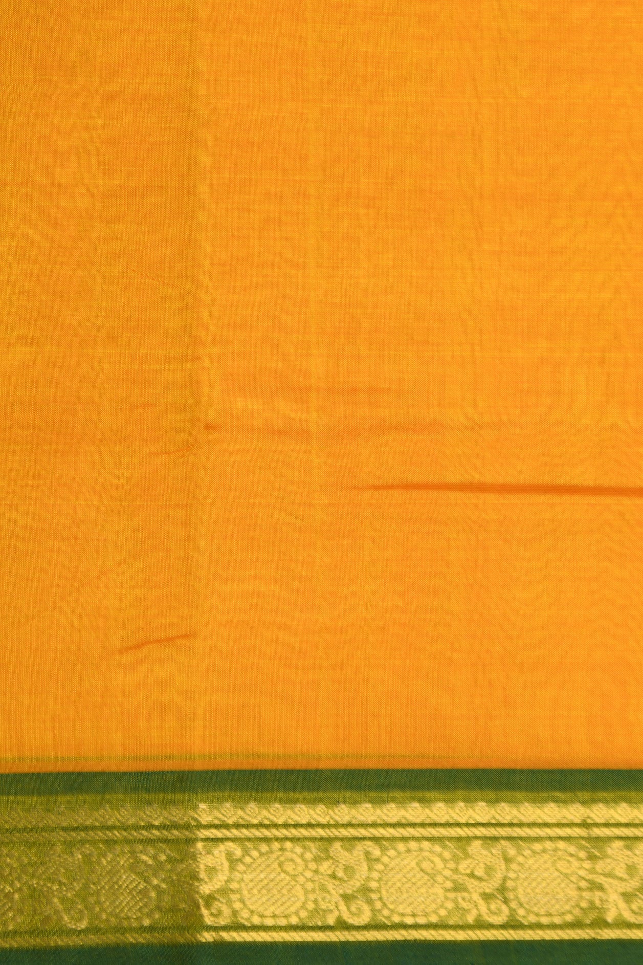 Paisley Zari Border In Plain Mango Yellow Silk Cotton Saree