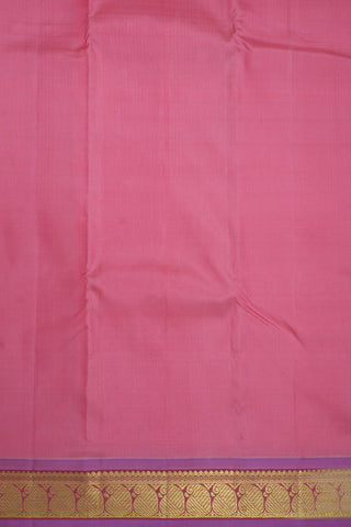 Paisley Zari Border Plain Pink Kanchipuram Silk Saree