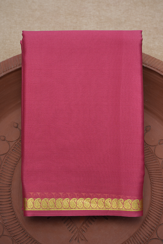 Paisley Zari Border Plain Pink Mysore Silk Saree