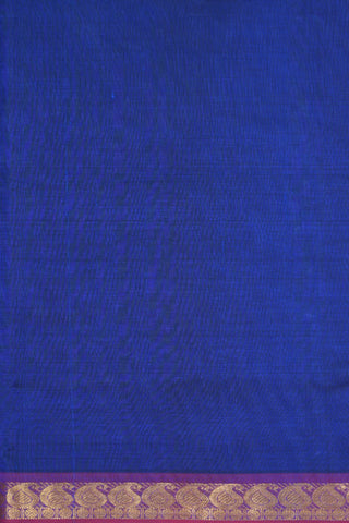 Paisley Zari Border Plain Royal Blue Silk Cotton Saree