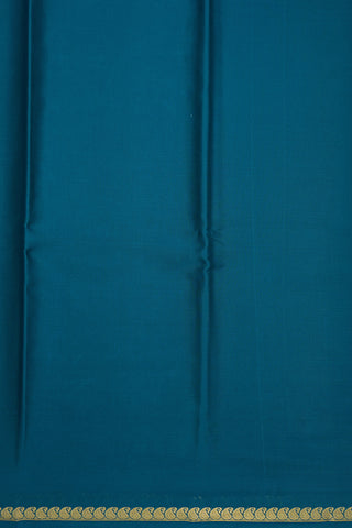 Paisley Zari Border Plain Teal Blue Mysore Silk Saree