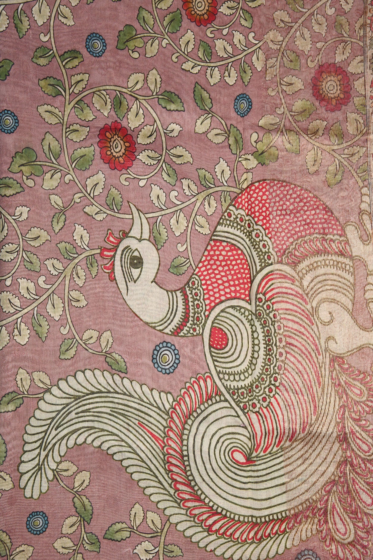Paisley Zari Border With Digital Floral Printed Mauve Pink Chanderi Cotton Saree