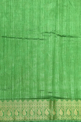 Paisley Zari Border With Geometric Pattern Green Semi Raw Silk Saree