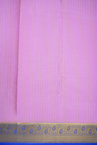 Paisley Zari Border With Stripes Pink Mysore Silk Saree