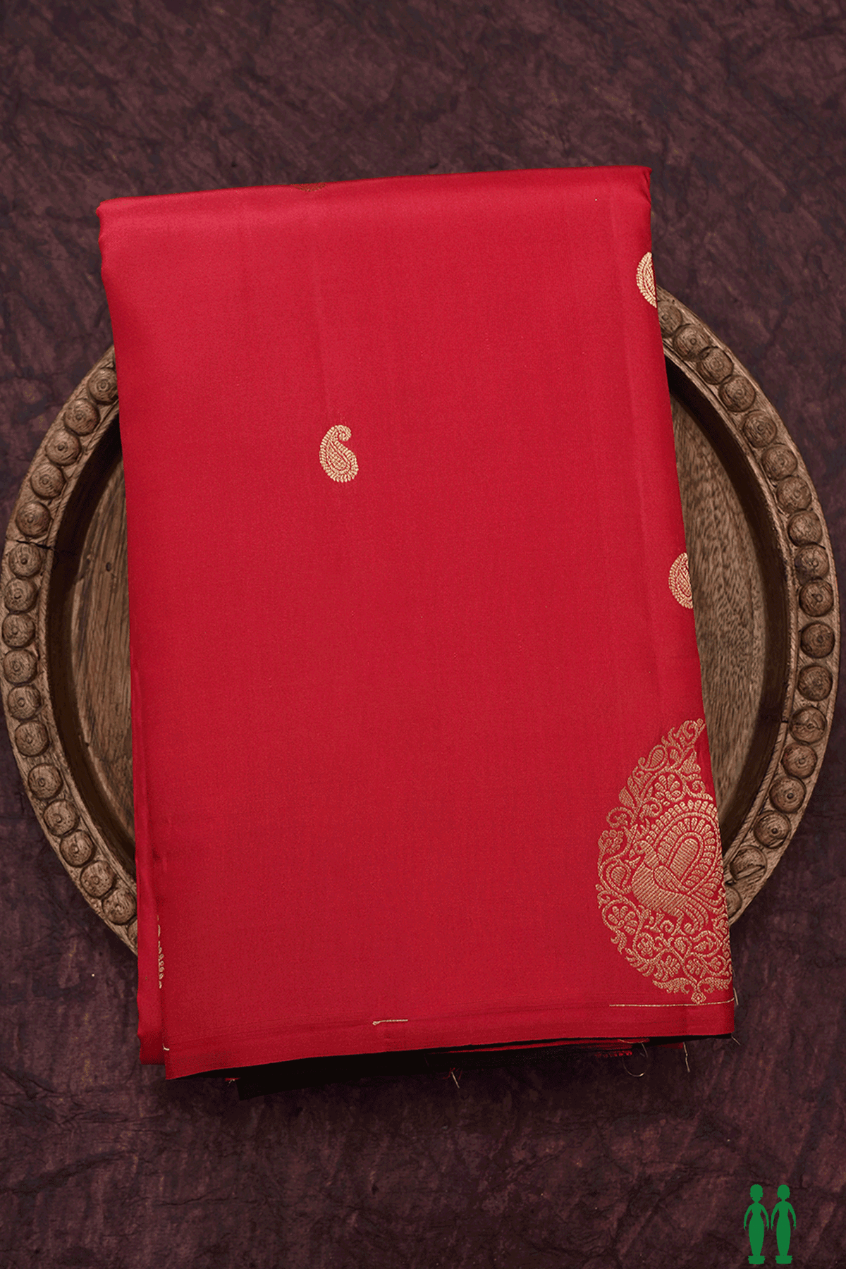 Paisley Zari Buttas Chilli Red Kanchipuram Silk Saree