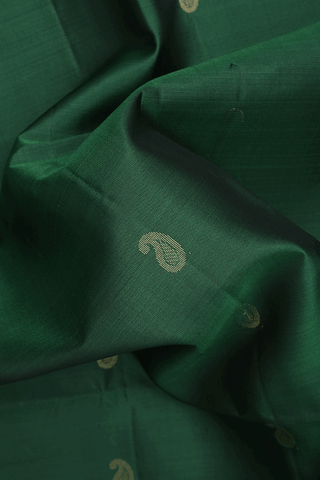 Paisley Zari Buttas Emerald Green Soft Silk Saree