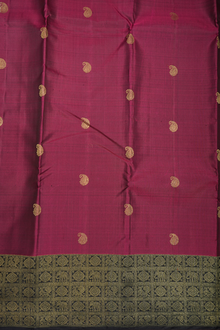 Paisley Zari Motifs Pinkish Maroon Kanchipuram Silk Saree