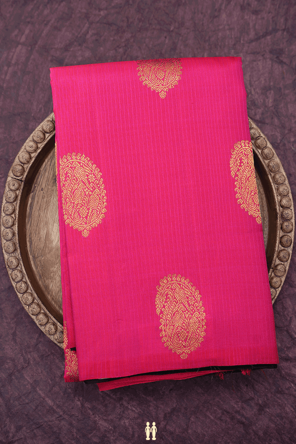 Paisley Zari Buttas Rani Pink Kanchipuram Silk Saree