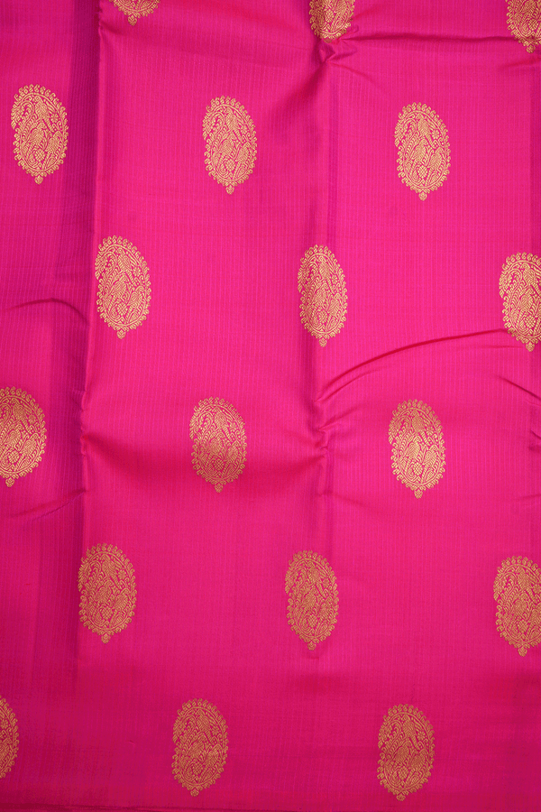 Paisley Zari Buttas Rani Pink Kanchipuram Silk Saree