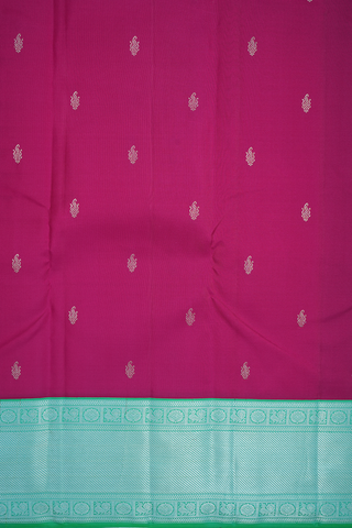 Paisley Zari Buttis Magenta Kanchipuram Silk Saree