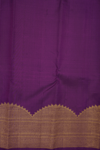 Paisley Zari Buttis Plum Purple Kanchipuram Silk Saree