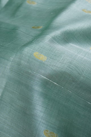 Paisley Zari Motif Dusty Green Traditional Silk Cotton Saree
