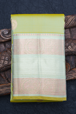 Paisley Zari Motifs Dual Tone Kanchipuram Silk Saree