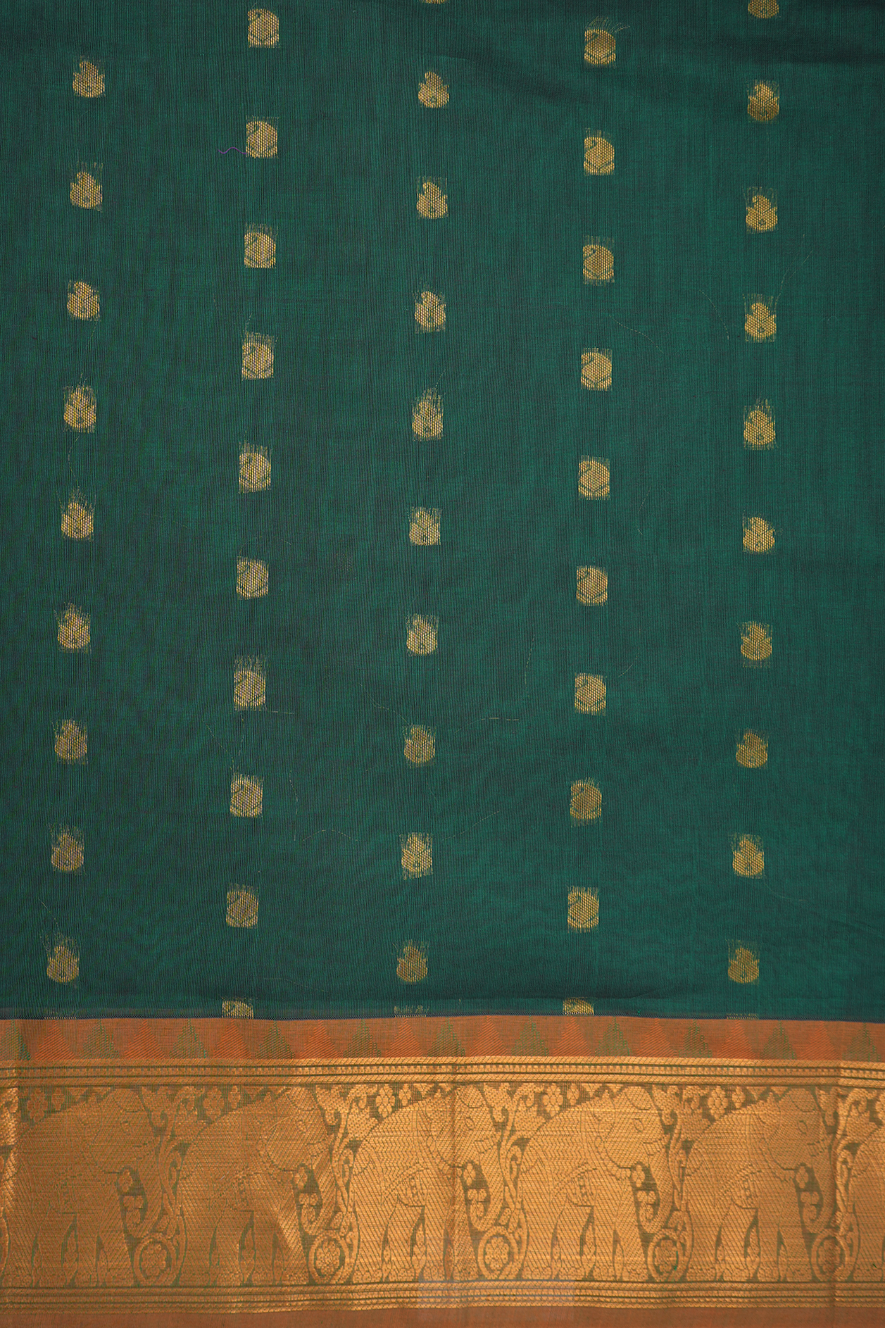 Paisley Zari Motifs Emerald Green Venkatagiri Cotton Saree