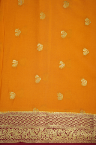 Paisley Zari Motifs Honey Orange Mysore Silk Saree