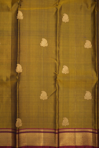 Paisley Zari Motifs Mehendi Green Kanchipuram Silk Saree