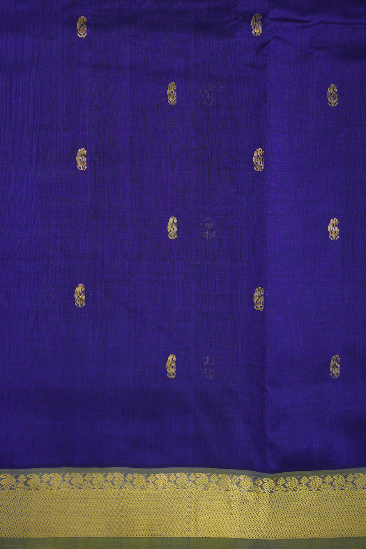 Paisley Zari Motifs Navy Blue Silk Cotton Saree