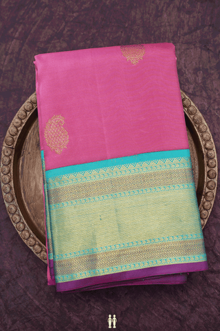 Paisley Zari Motifs Rouge Pink Kanchipuram Silk Saree