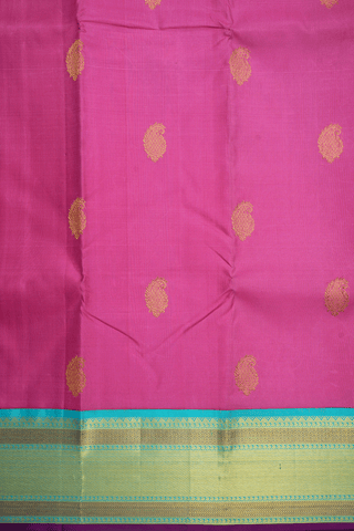 Paisley Zari Motifs Rouge Pink Kanchipuram Silk Saree