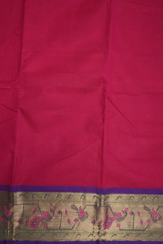 Paithani Design Border Rose Red Chettinadu Cotton Saree