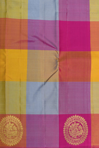 Palum Pazhamum Kattam And Peacock Motif Multicolor Kanchipuram Silk Saree