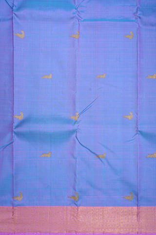 Parrot Zari Motifs Lilac Blue Kanchipuram Silk Saree