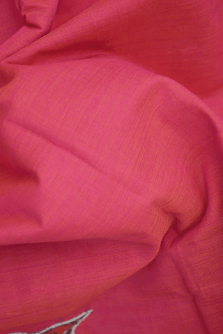 Patch Work Design Hot Pink Mangalagiri Cotton Saree