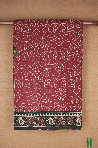 Patch Work Design Rust Red Ahmedabad Cotton Saree