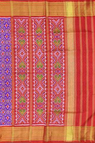 Contrast Zari Border With Allover Ikat Design Royal Blue Patola Silk Saree