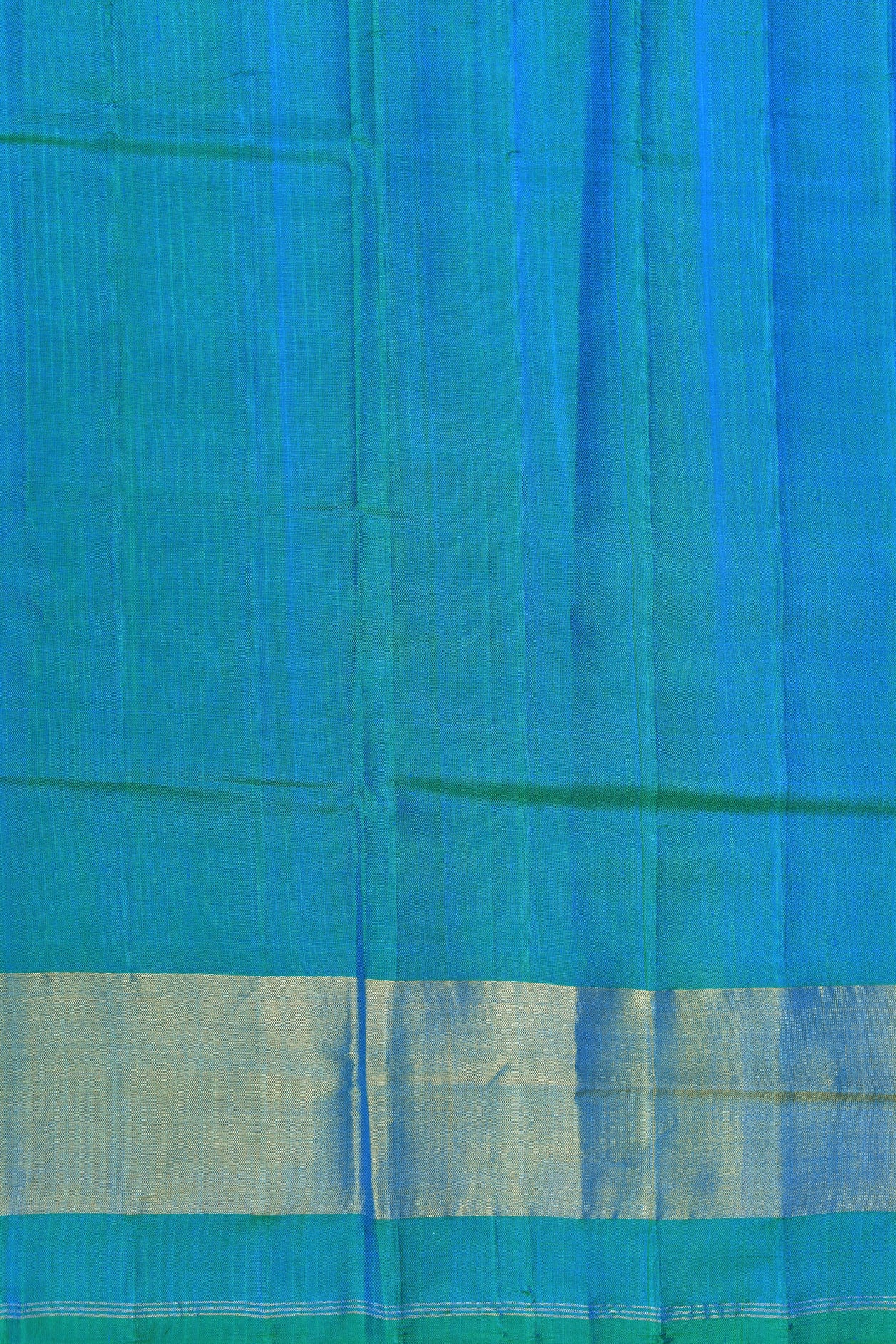 Geometric Pattern With Gold Zari Border Peacock Blue Patola Silk Saree