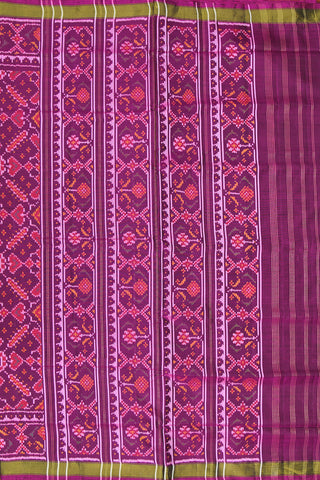 Allover Ikat Design With Gold Zari Border Grape Color Patola Silk Saree