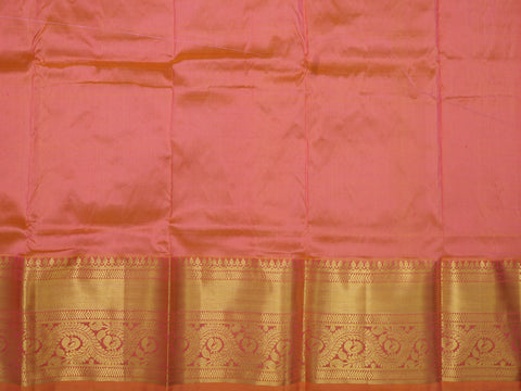 Checked Design Gold Zari Floral Butta With Traditional Border Punch Pink Pavadai Sattai Material