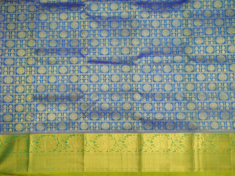 Brocade Pattern With Contrast Zari Border Capri Blue Pavadai Sattai Material