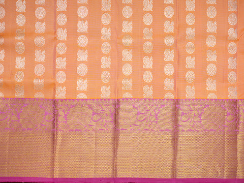 Big Traditional Border With Peacock And Chakaram Motifs Pastel Orange Pavadai Sattai Material