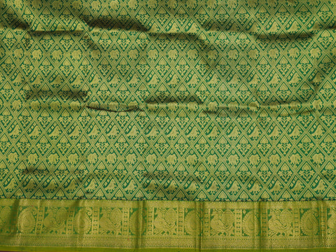 Allover Design With Traditional Gold Zari Border Forest Green Pavadai Sattai Material