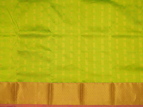 Contrast Mayil Kann Zari Border With Peacock Motifs Lime Green Pavadai Sattai Material