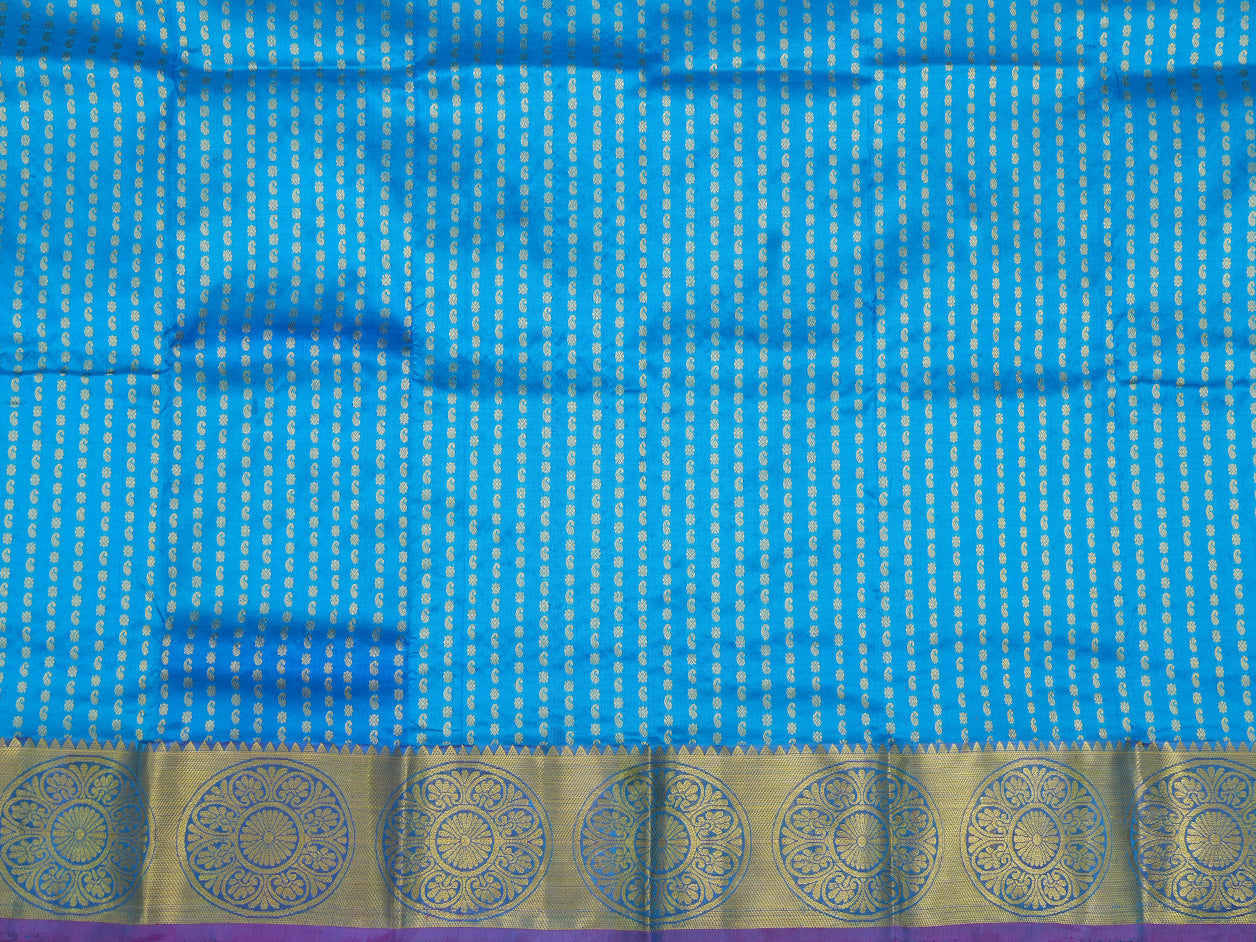 Allover Paisley And Chakaram Zari Motifs Ramar Blue Pavadai Sattai Material
